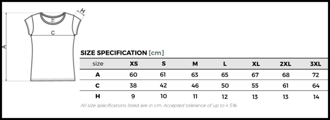 Velkost damske tricko T