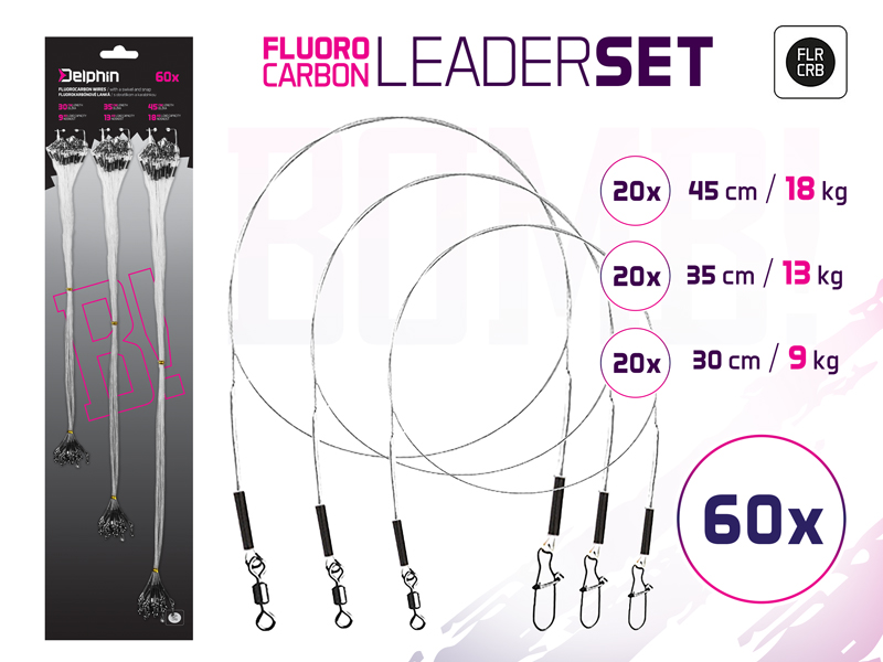Set fluorokarb. laniek BOMB! S obratl. a karab. 1 Set fluorokarb. laniek BOMB! S obratl. a karab.