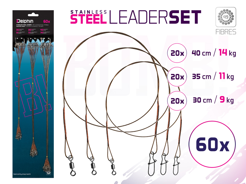 Set oceľ. laniek BOMB! S obr. a karab. / 49 vlákien 1 Set oceľ. laniek BOMB! S obr. a karab. / 49 vlákien