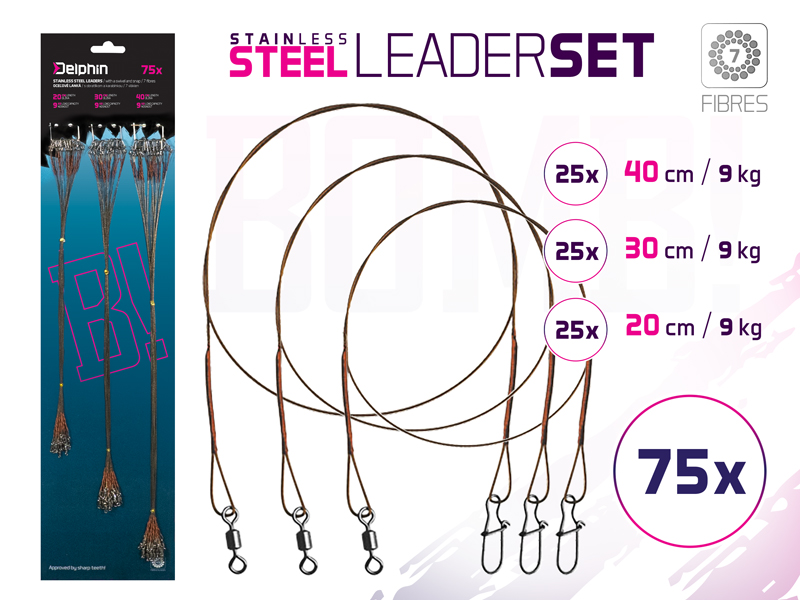 Set oceľ. laniek BOMB! S obratl. a karab. / 7 vlákien 1 Set oceľ. laniek BOMB! S obratl. a karab. / 7 vlákien